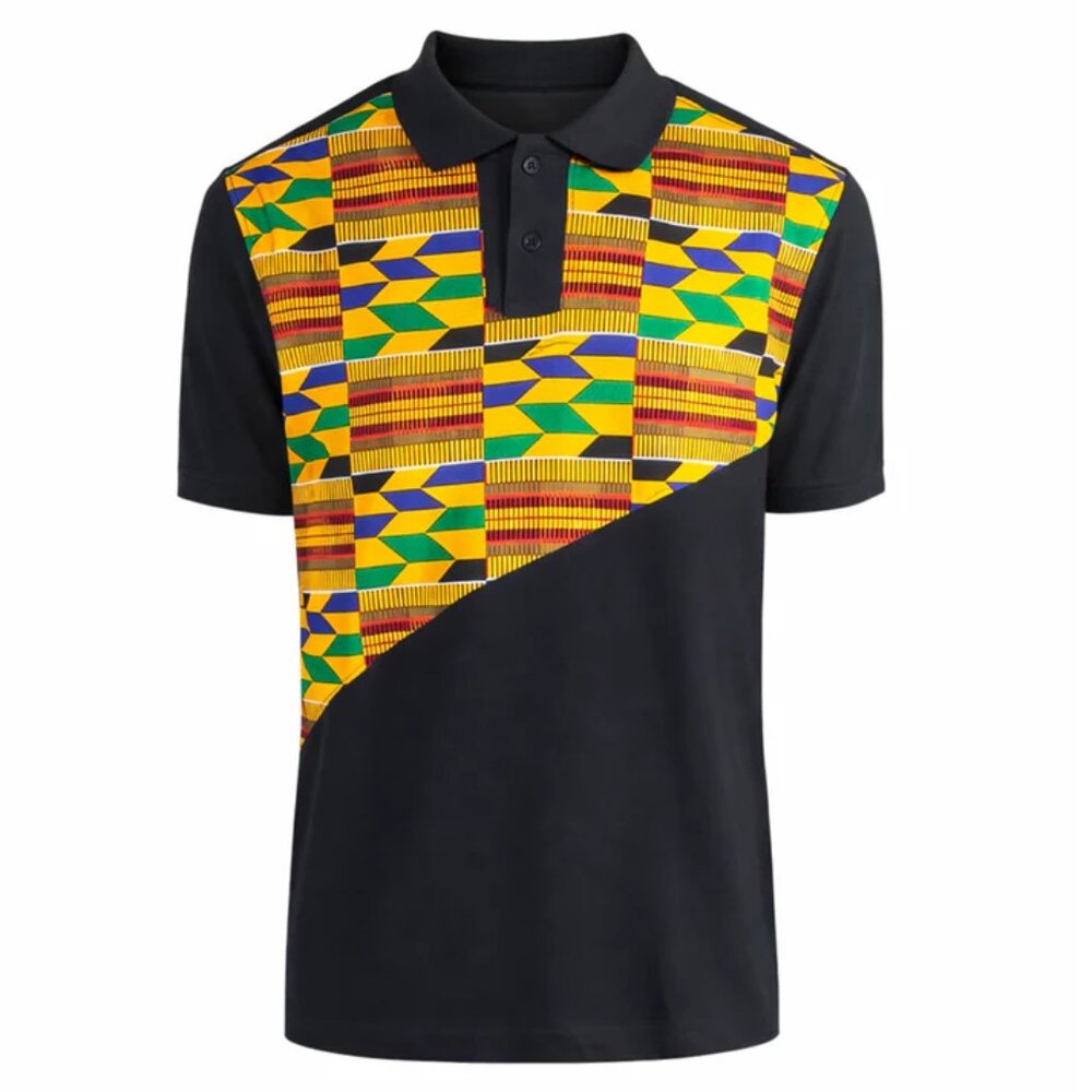 Stylish Black and Multicolor Men's Polo Shirt